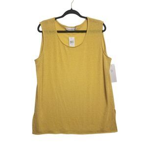 Caroline Rose Tank Top Women's Sleeveless Round Neck Stretch Yellow Size 1X